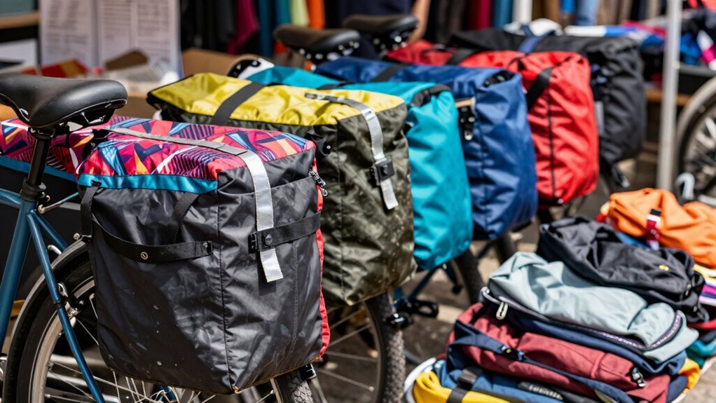 escolhendo alforges para bicicleta para compras