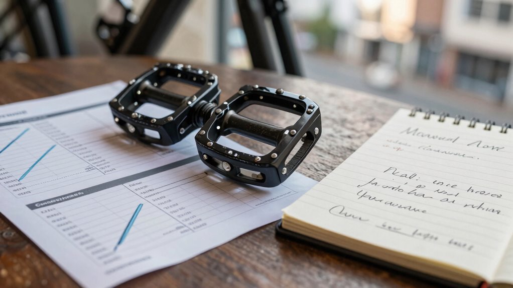 escolhendo pedais de bicicleta com refletores