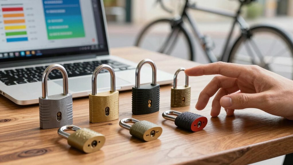 escolhendo o cadeado em U para bicicletas