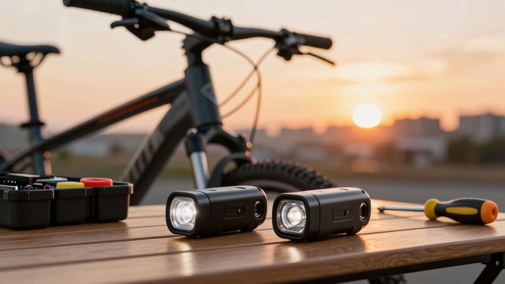 instalação eficaz de luz frontal para bicicleta