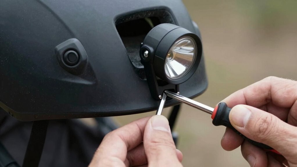 instalação do suporte para luz de capacete