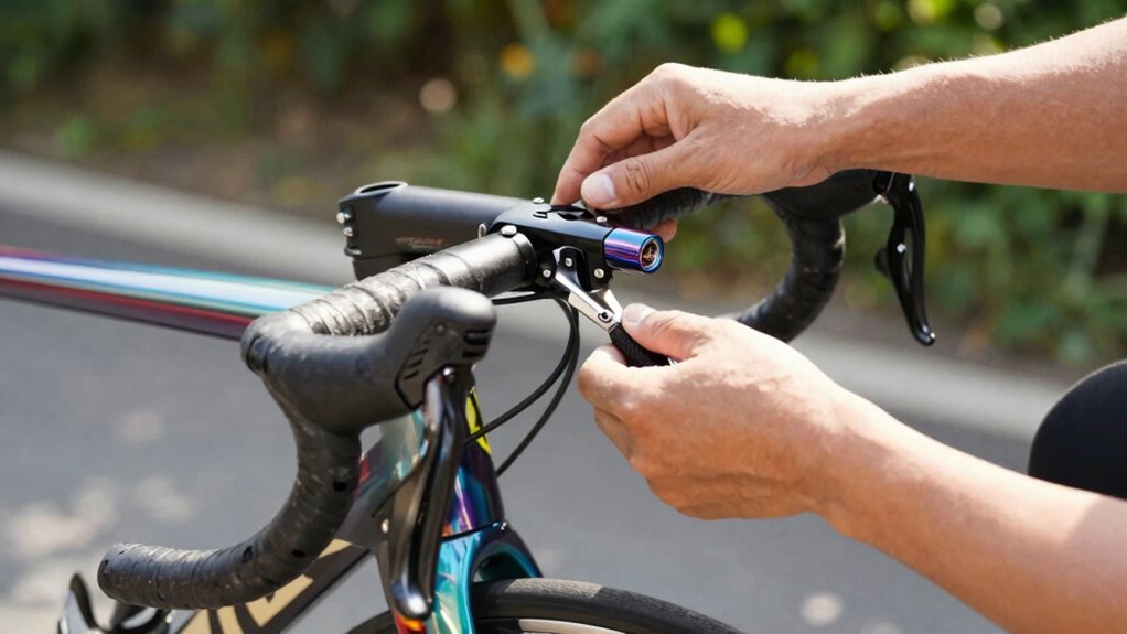 instalando guidão de bicicleta elevado