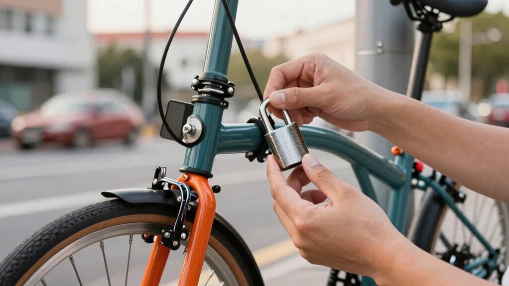 Tranque a bike com cadeado