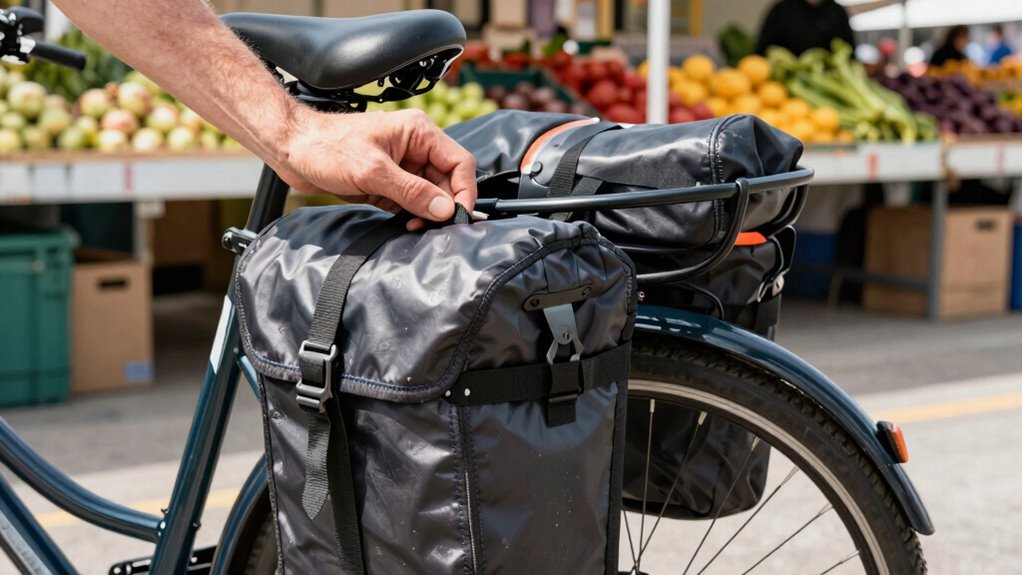 prenda firmemente as alforges duplos