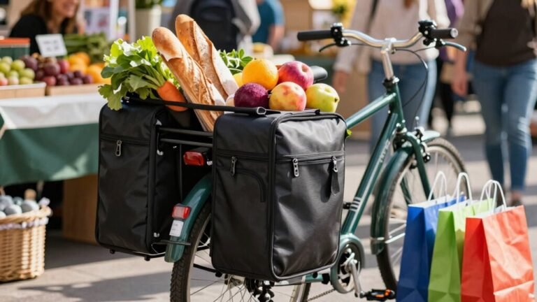 fazendo compras por alforjes de bicicleta
